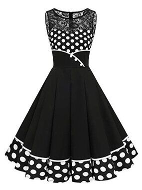 Women's 50s Vintage Floral Lace Swing Dress A-Line Cocktail